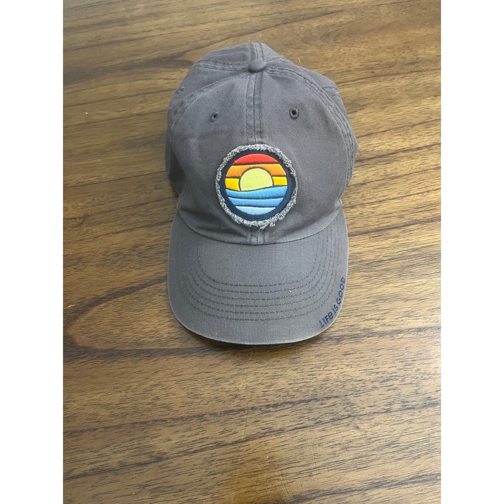 Life is Good Gray Sunset Patch Chill Cap Adjustable Cotton Baseball Hat